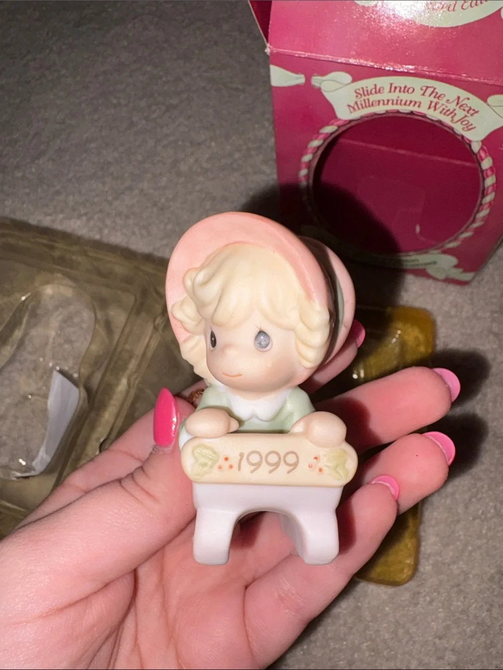 Precious Moments Pink and Cream 1999 Dated Porcelain Ornament